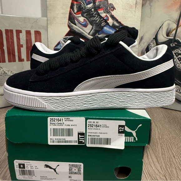 New Puma Women's Suede XL Black White Casual Sneakers Size 8 - Picture 7 of 15